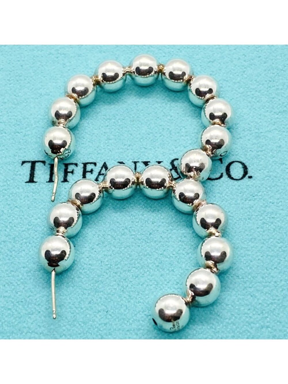 Tiffany & Co Paloma Picasso Hardwear Bead Hoops Sterling Silver 925